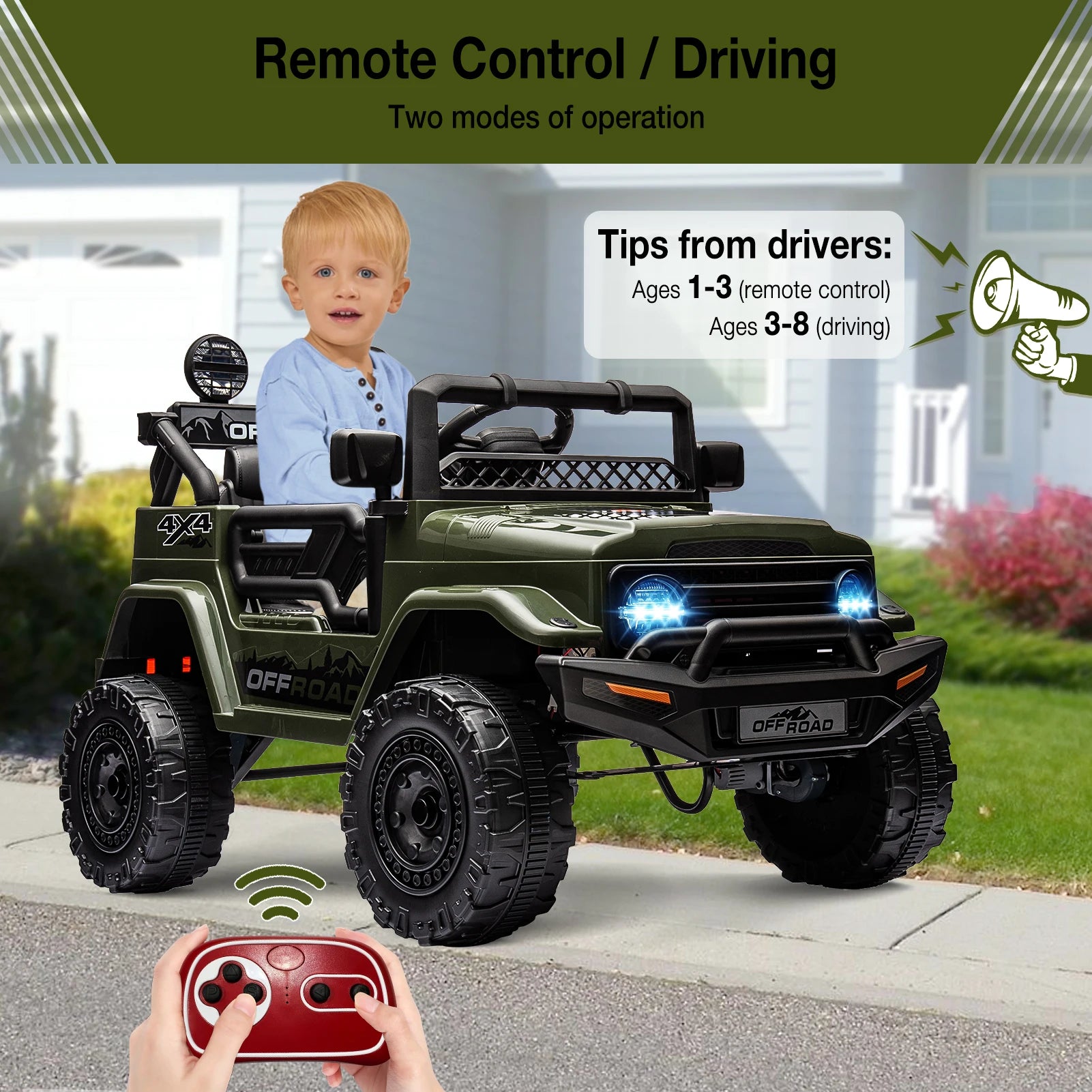 Kids Ride On Truck with Remote Control Spring Suspension Car