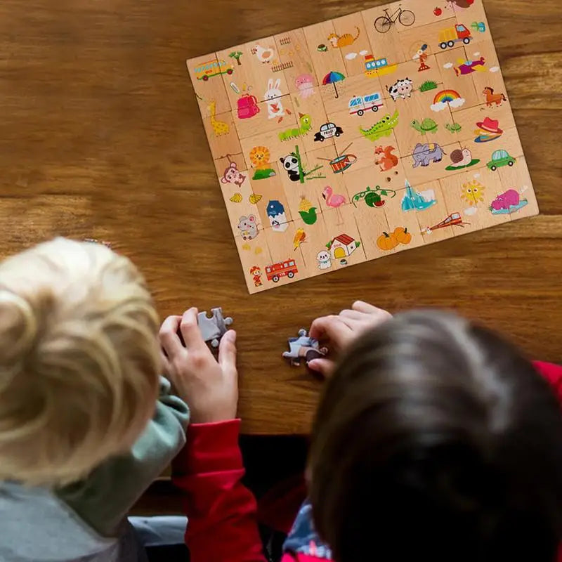 Wooden Puzzles For Toddler Classic Domino Jigsaw Game Toys