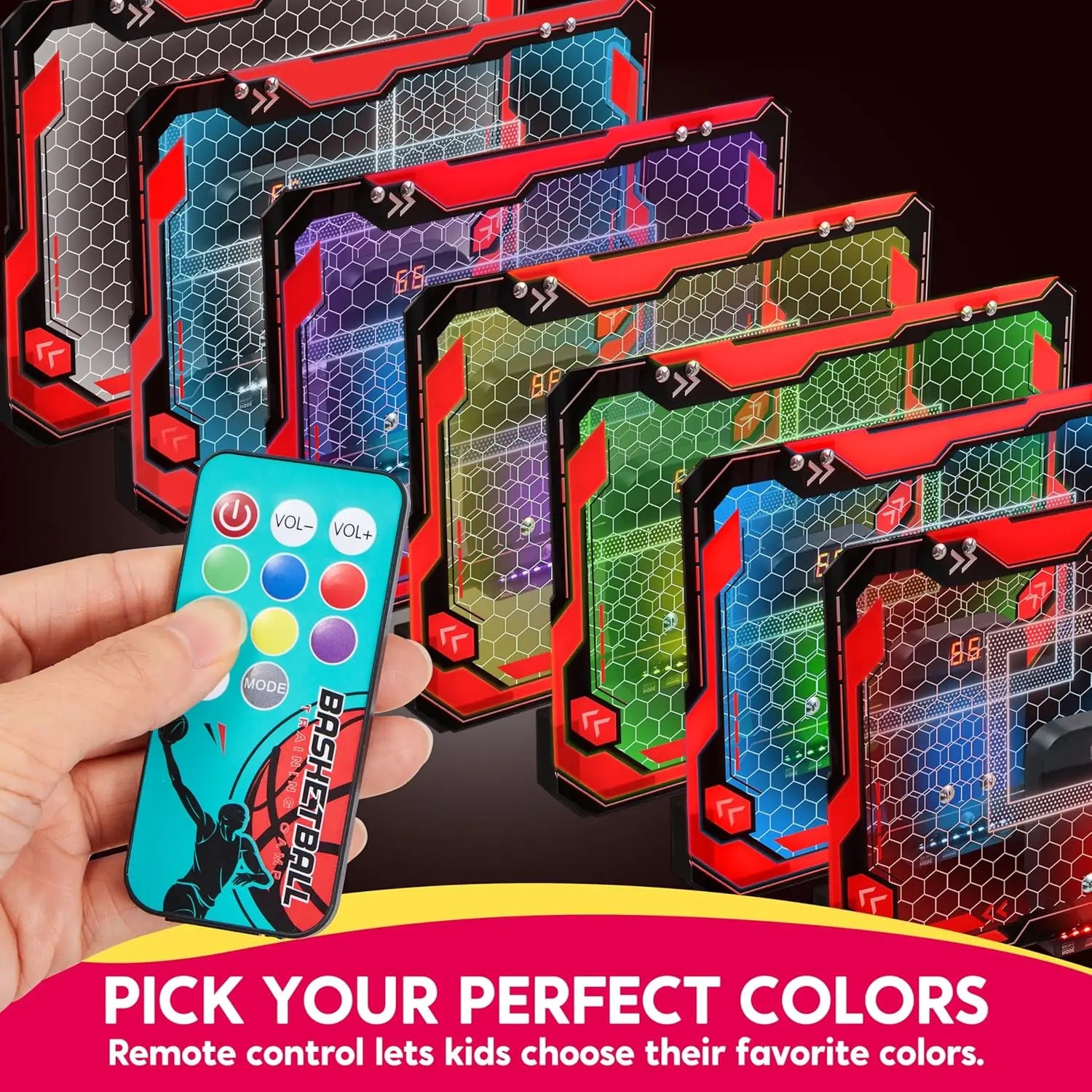 JOYFY Mini Indoor Basketball Hoop Light Up Over The Door Basket Ball