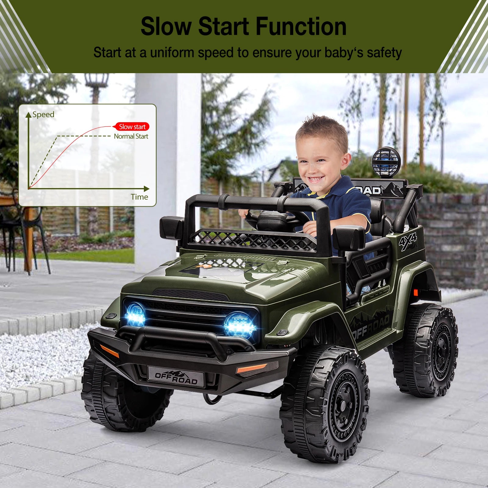 Kids Ride On Truck with Remote Control Spring Suspension Car