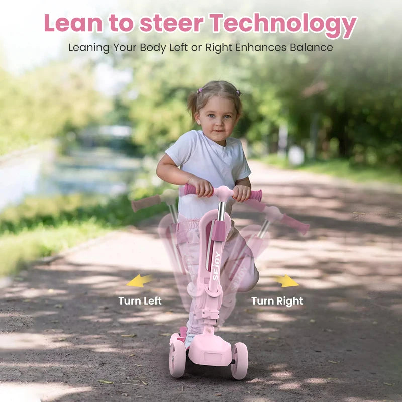 Kick Scooter for Kids with 3-Wheeled LED Lights Handlebar Scooter