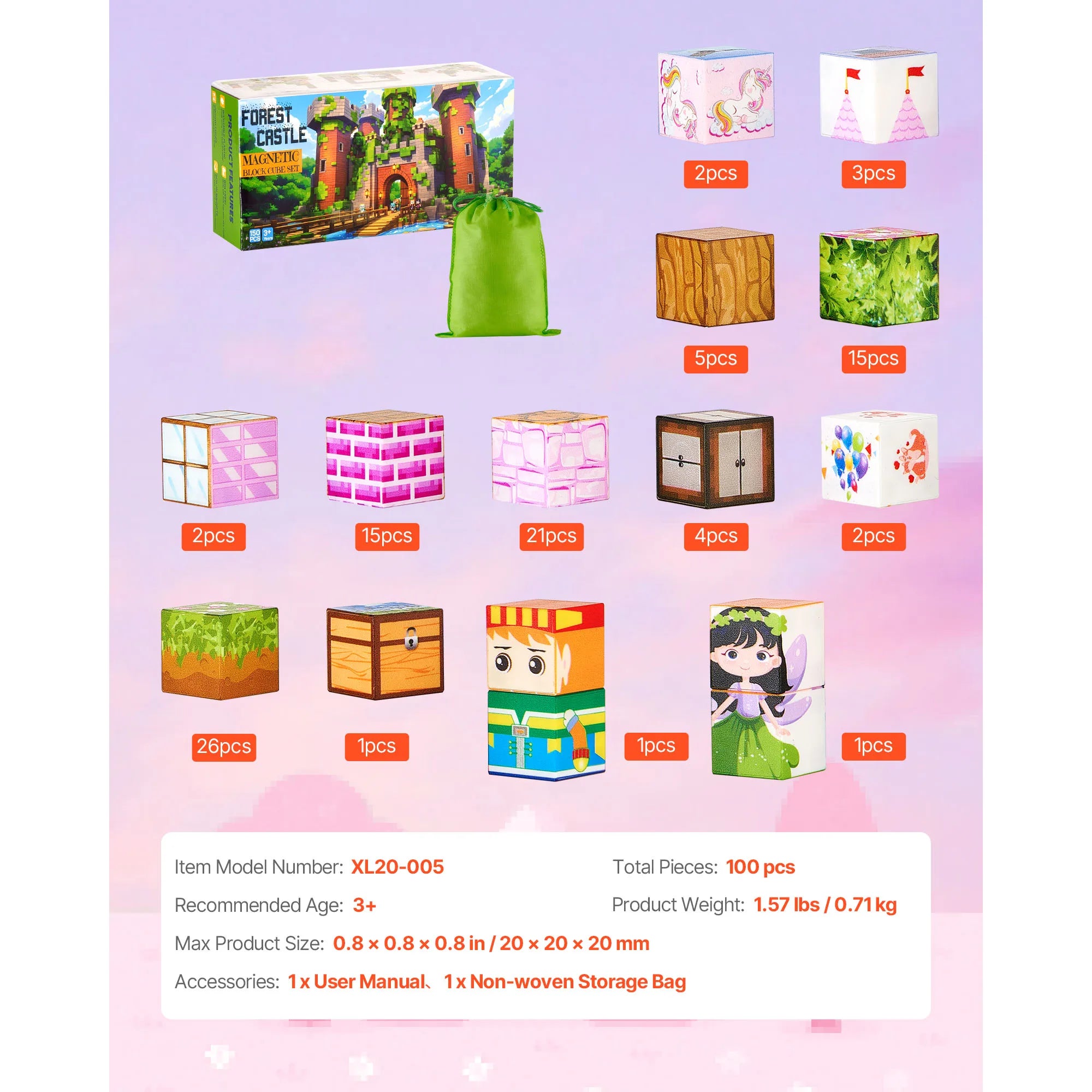 Magnetic Blocks Princess Castle Set Magnetic Building Cubes