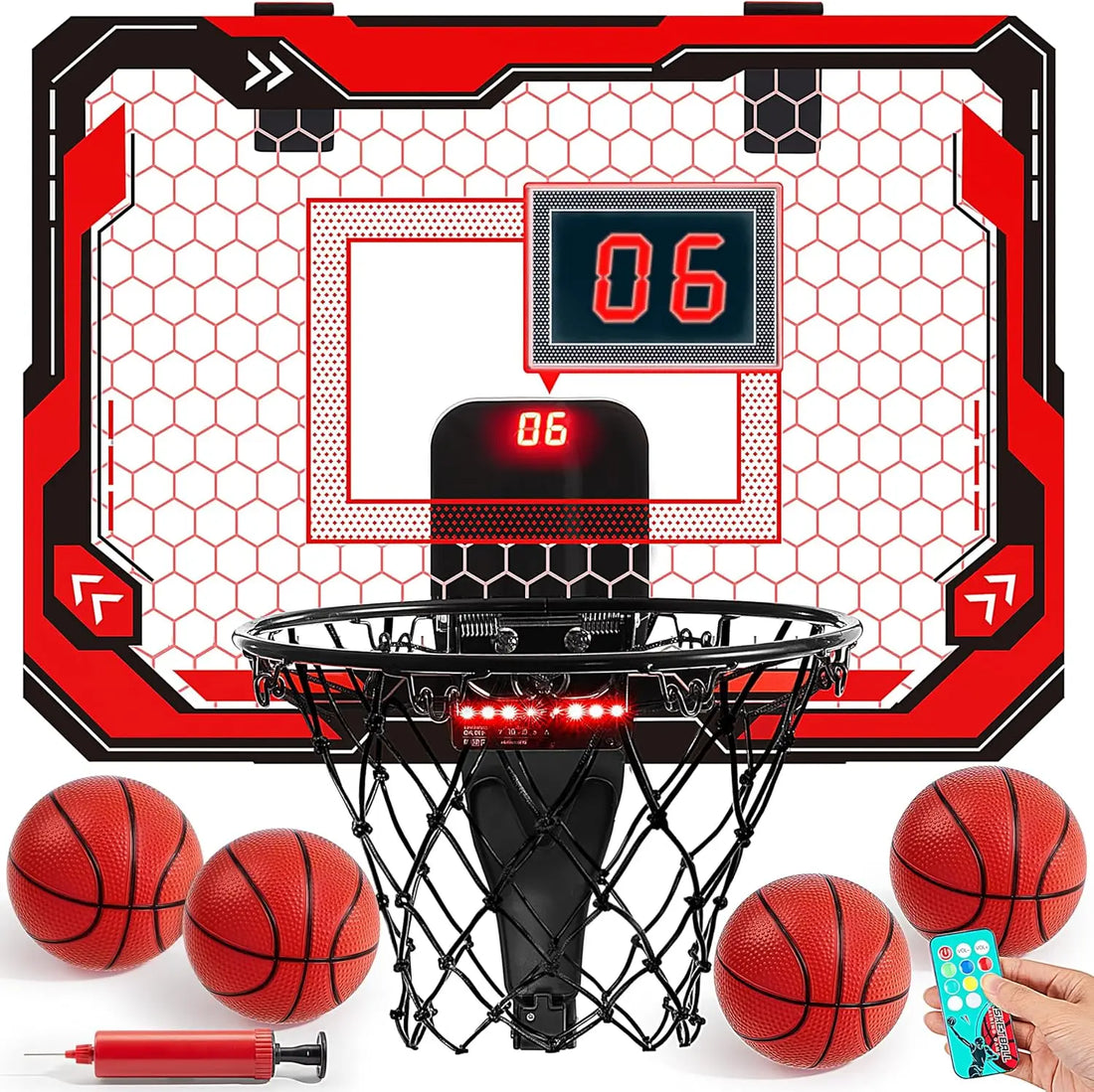 JOYFY Mini Indoor Basketball Hoop Light Up Over The Door Basket Ball