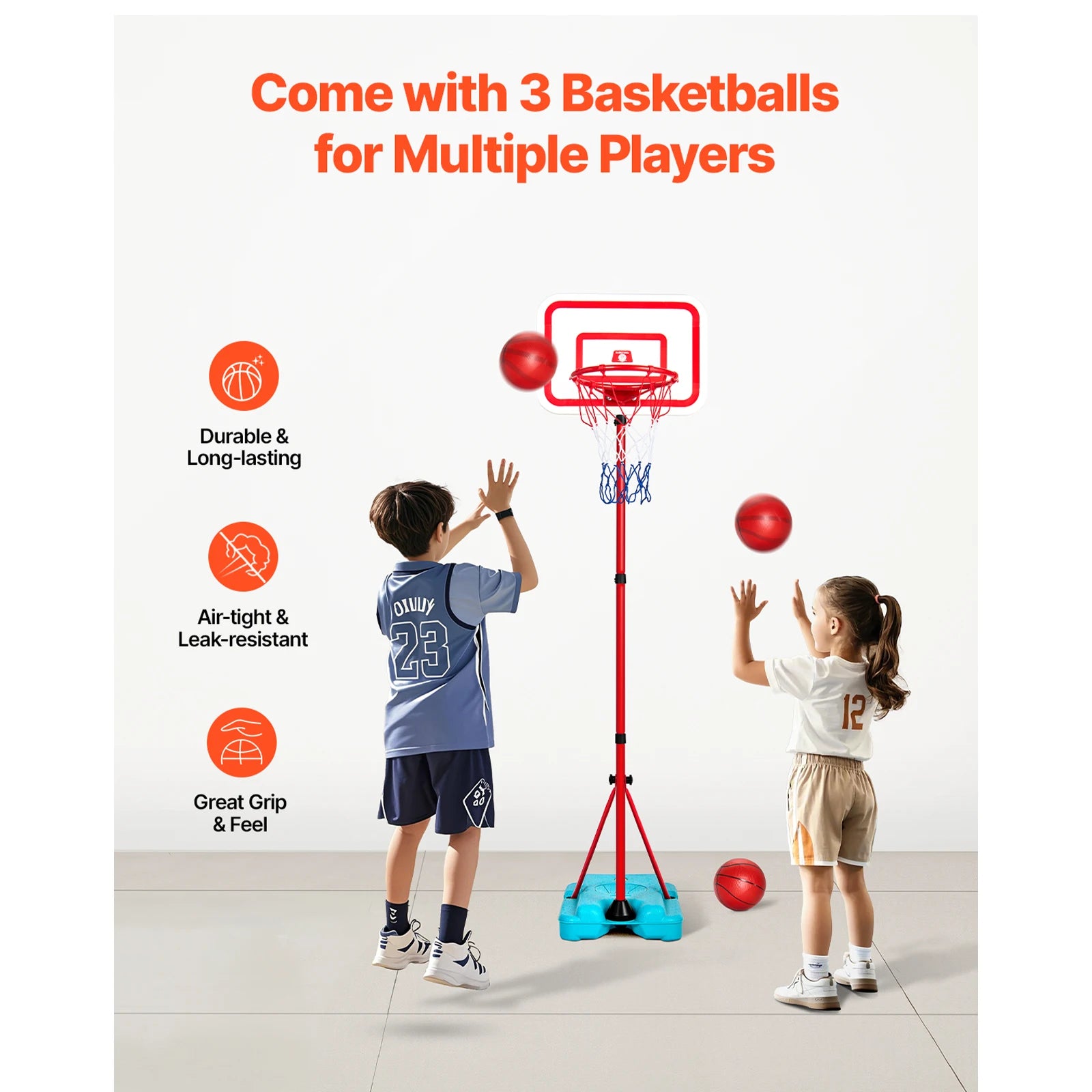 Toddler Adjustable Basketball Hoop 104-190CM Rack for Kids Outdoor