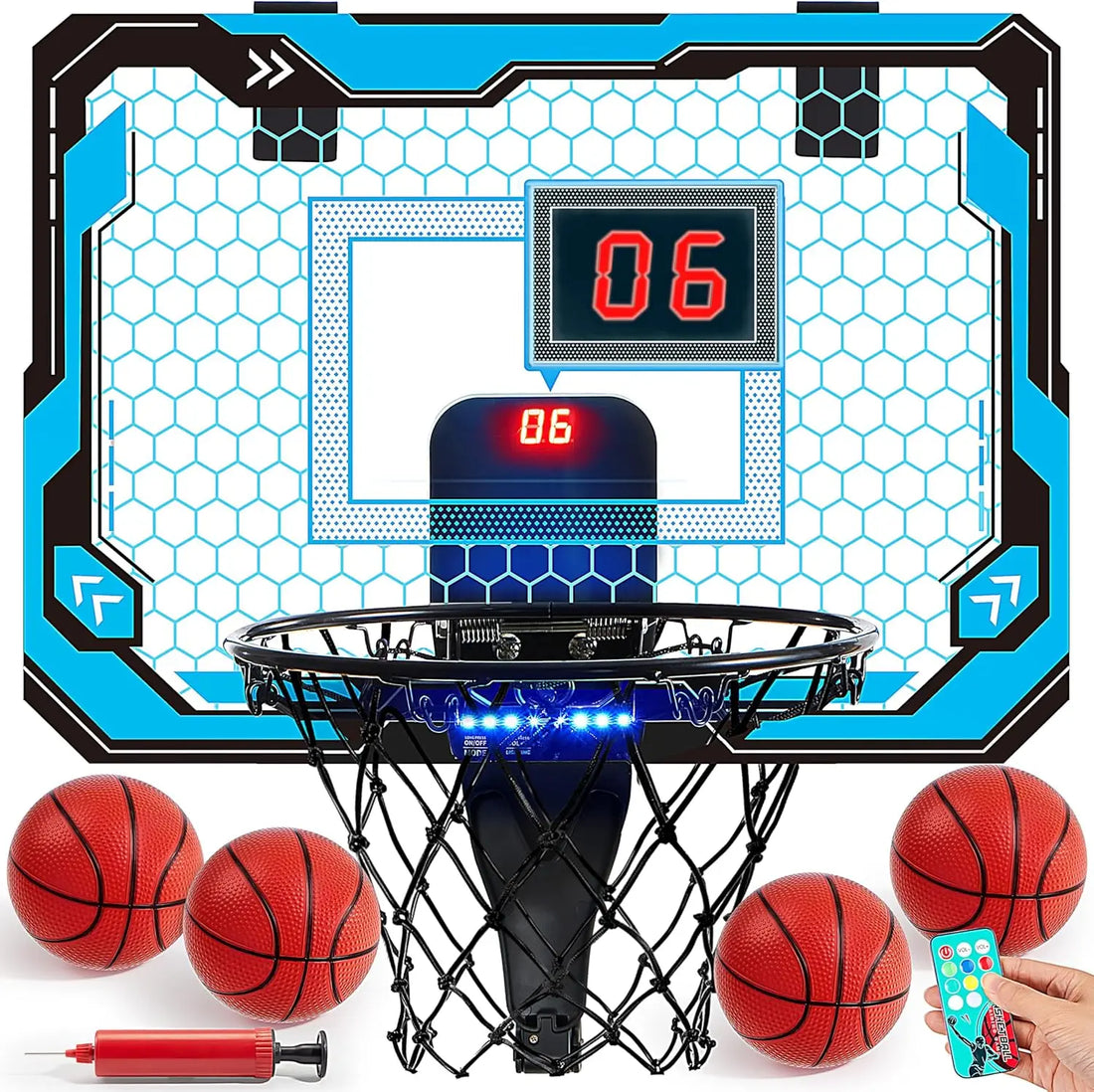 JOYFY Mini Indoor Basketball Hoop Light Up Over The Door Basket Ball