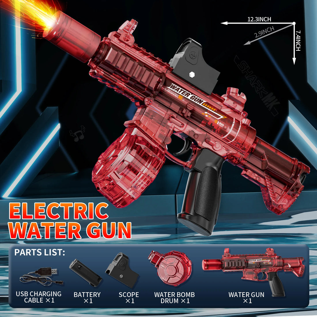 Led Light Emitting Electric Water Gun Toys for Kids Outdoor Beach Pool Toy