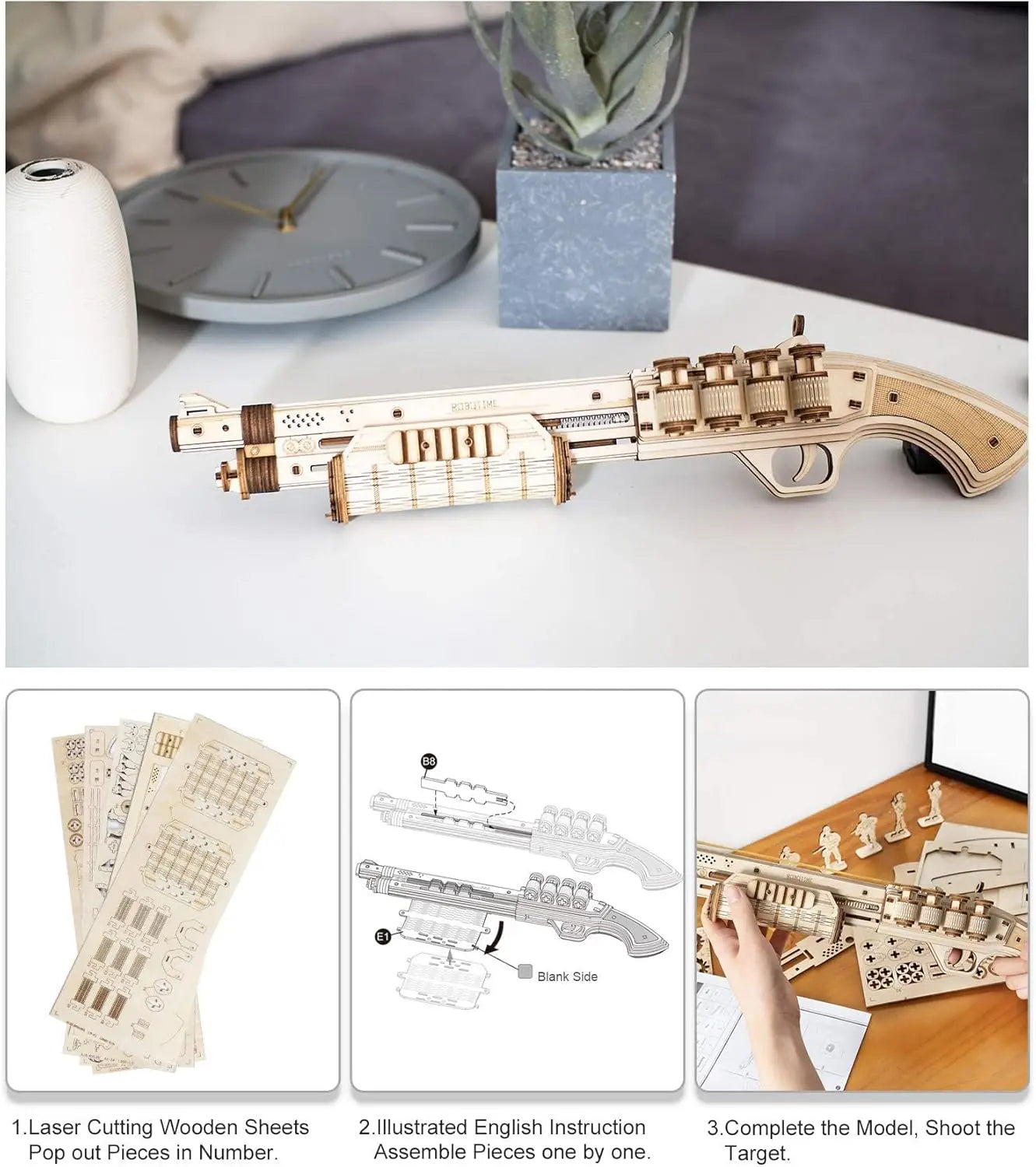 Robotime Rokr Corsac M60 Toy Gun 3D Wooden Puzzle
