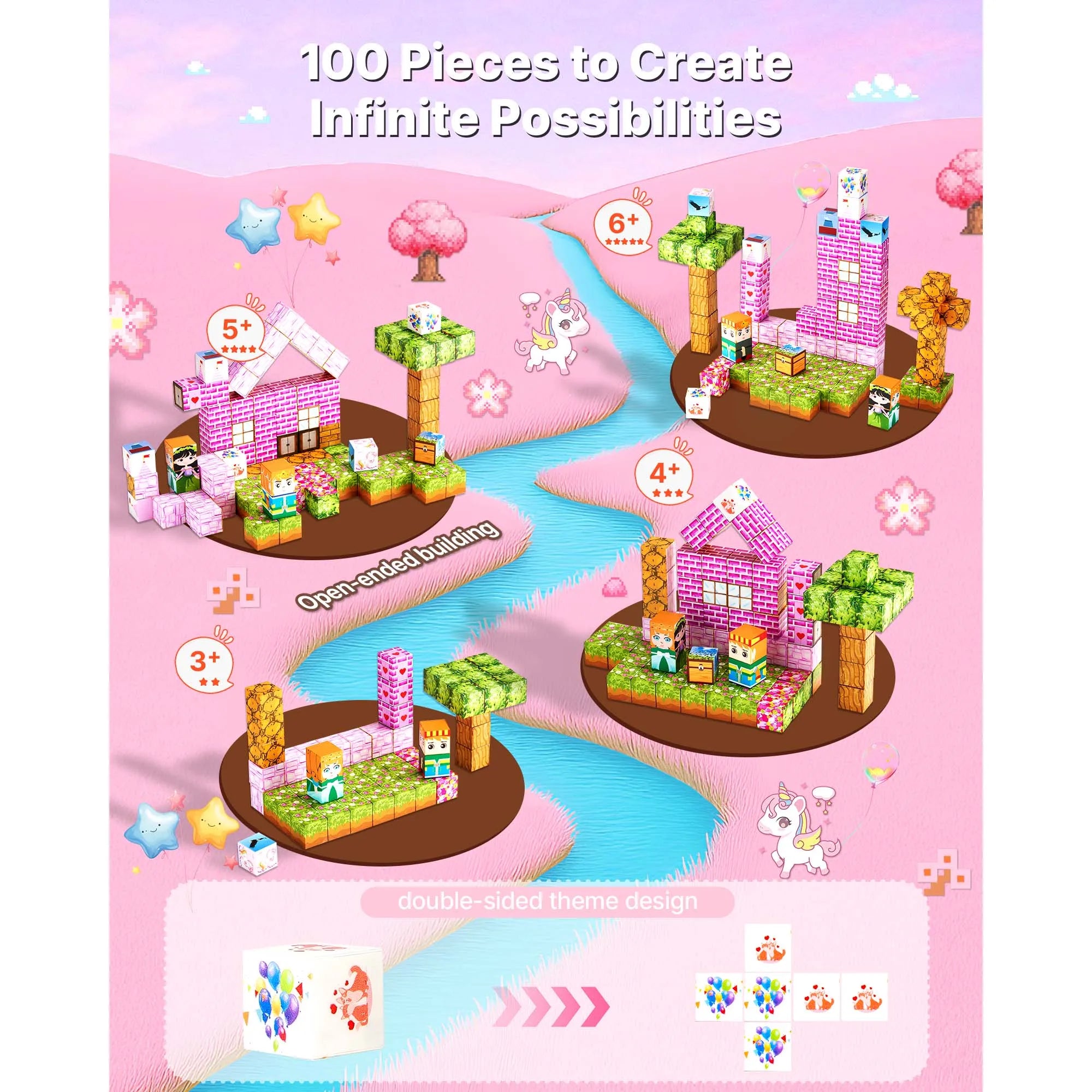 Magnetic Blocks Princess Castle Set Magnetic Building Cubes