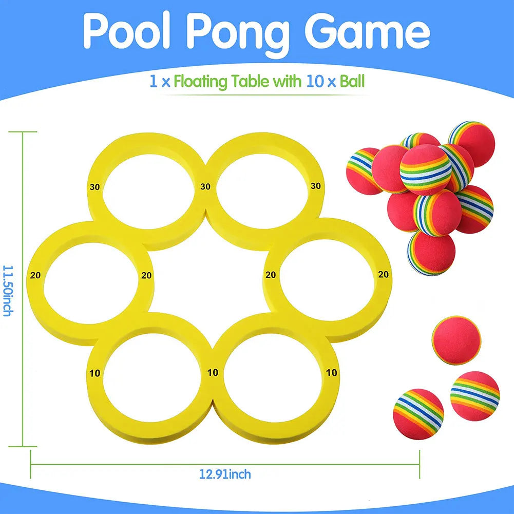 Floating Table With 10 Balls Floating  Ring Throwing Game Water