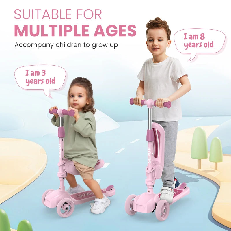 Kick Scooter for Kids with 3-Wheeled LED Lights Handlebar Scooter