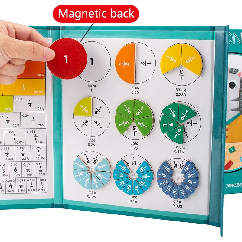 Children Magnetic Fraction Learning Math Toys Fraction Book Set
