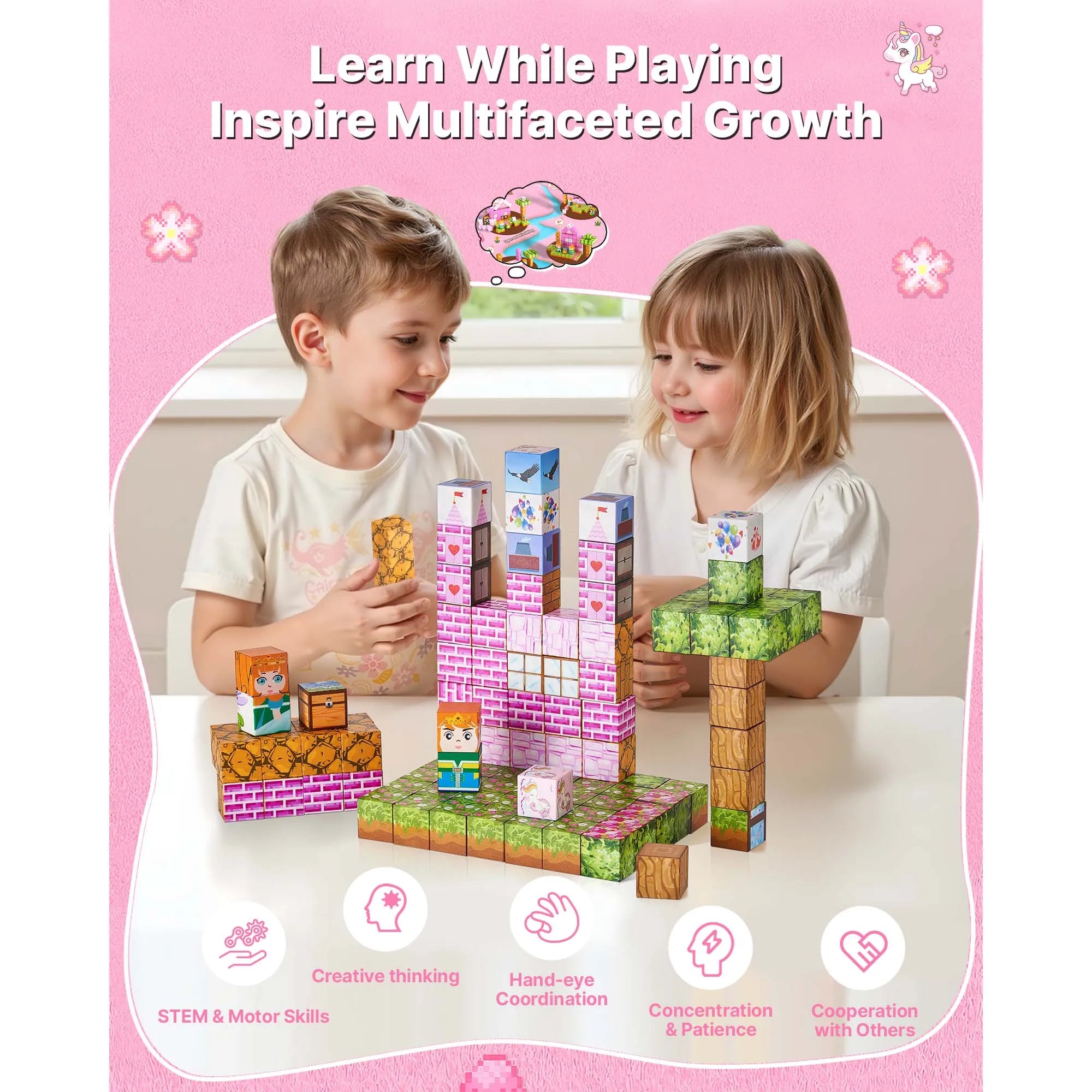 Magnetic Blocks Princess Castle Set Magnetic Building Cubes