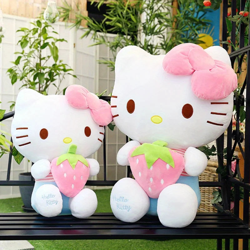 Kawaii Anime Strawberry KT Doll Sanrio Cartoon Cat Peluch Toy