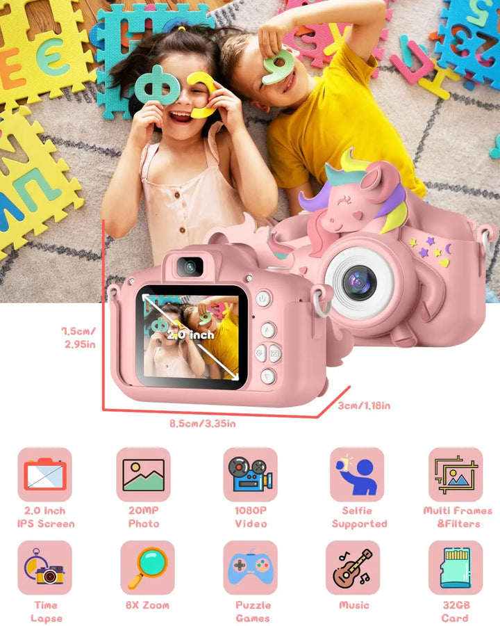 Toddle Selfie Camera Cute Cartoon Digital Cmaera Toy 32GB Card