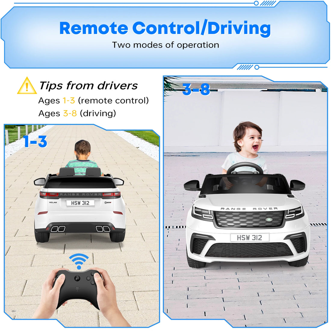 Electric Vehicle Toy with Remote Control 2-Seater Ride on Car Kids