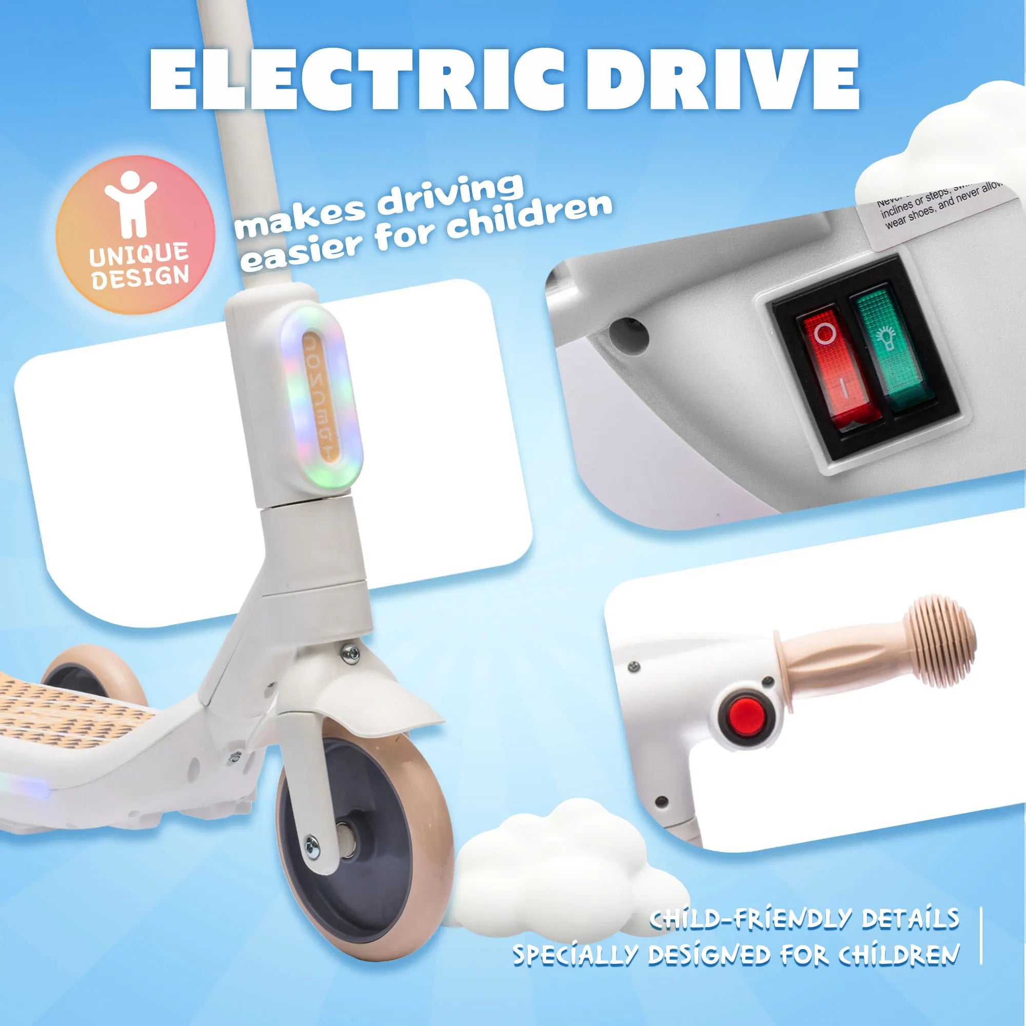 Electric Scooter for Kids Aged 3-6 Years, Ride on Toys