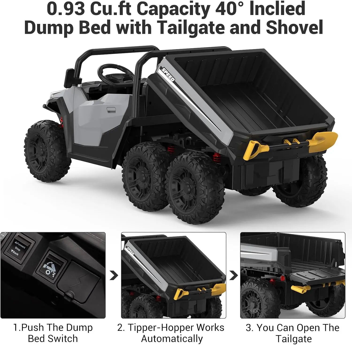 Electric Ride On Dump Truck with Remote Control 2-Seater Kids Ride