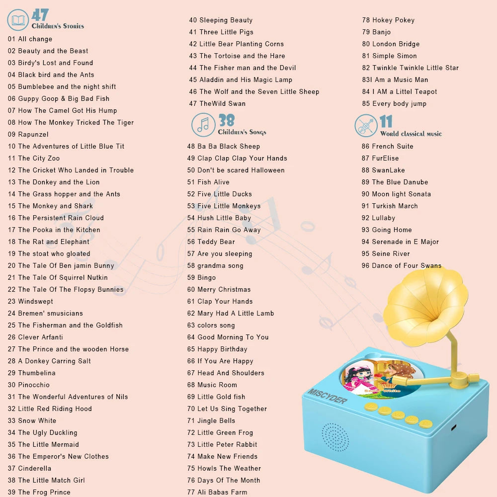 Toddlers Story Musical Toys-Kids Phonograph Story Music