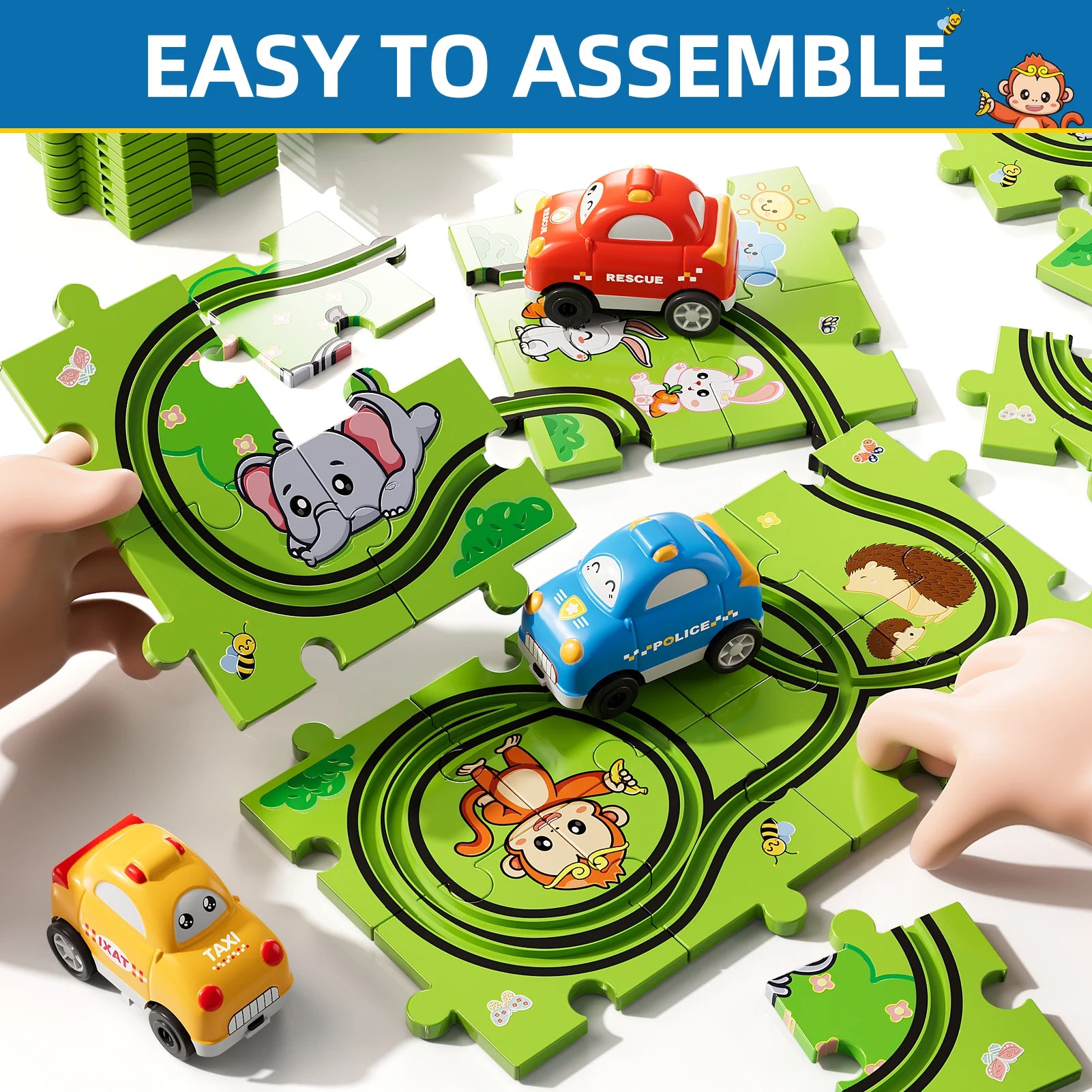 Jigsaw Puzzle Race Track Car Set Toys For Kids Puzzle Birthday Gifts