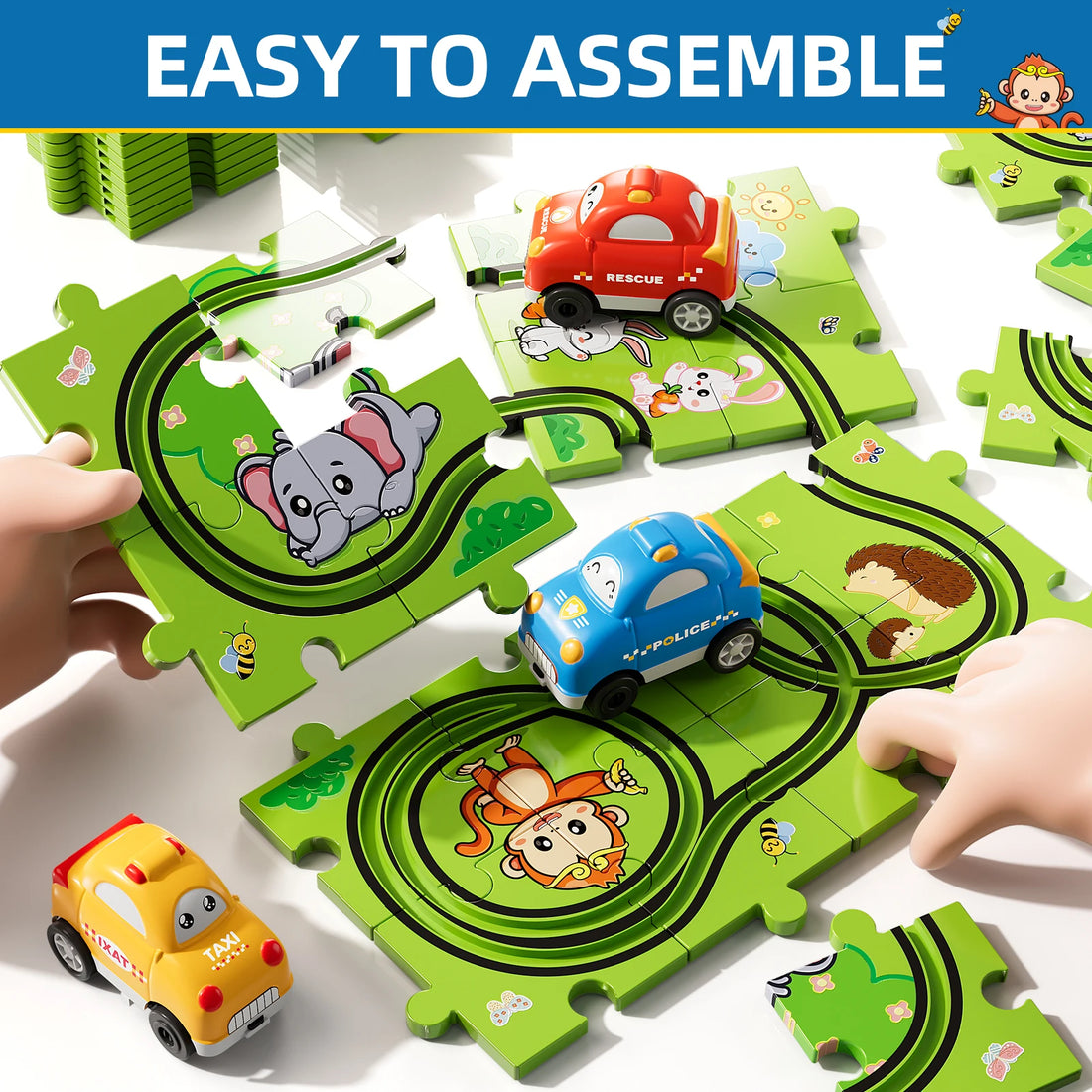 Jigsaw Puzzle Race Track Car Set Toys For Kids Puzzle Birthday Gifts