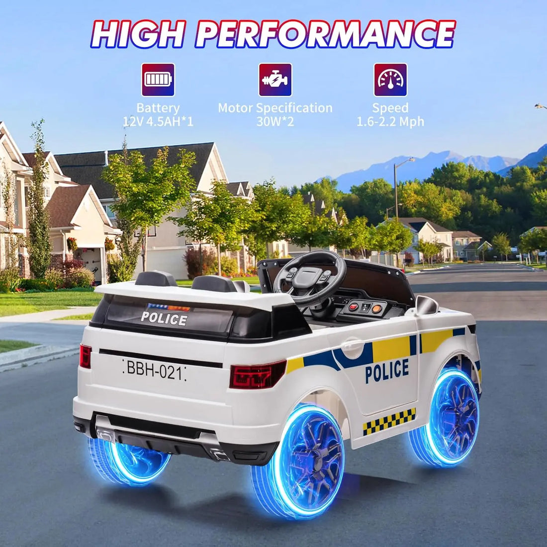 Kids Electric Police Car Children Ride on Toy with Remote Control