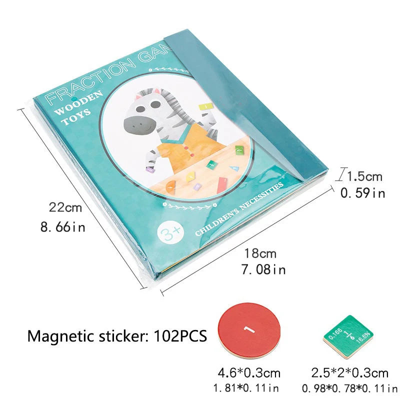Children Magnetic Fraction Learning Math Toys Fraction Book Set