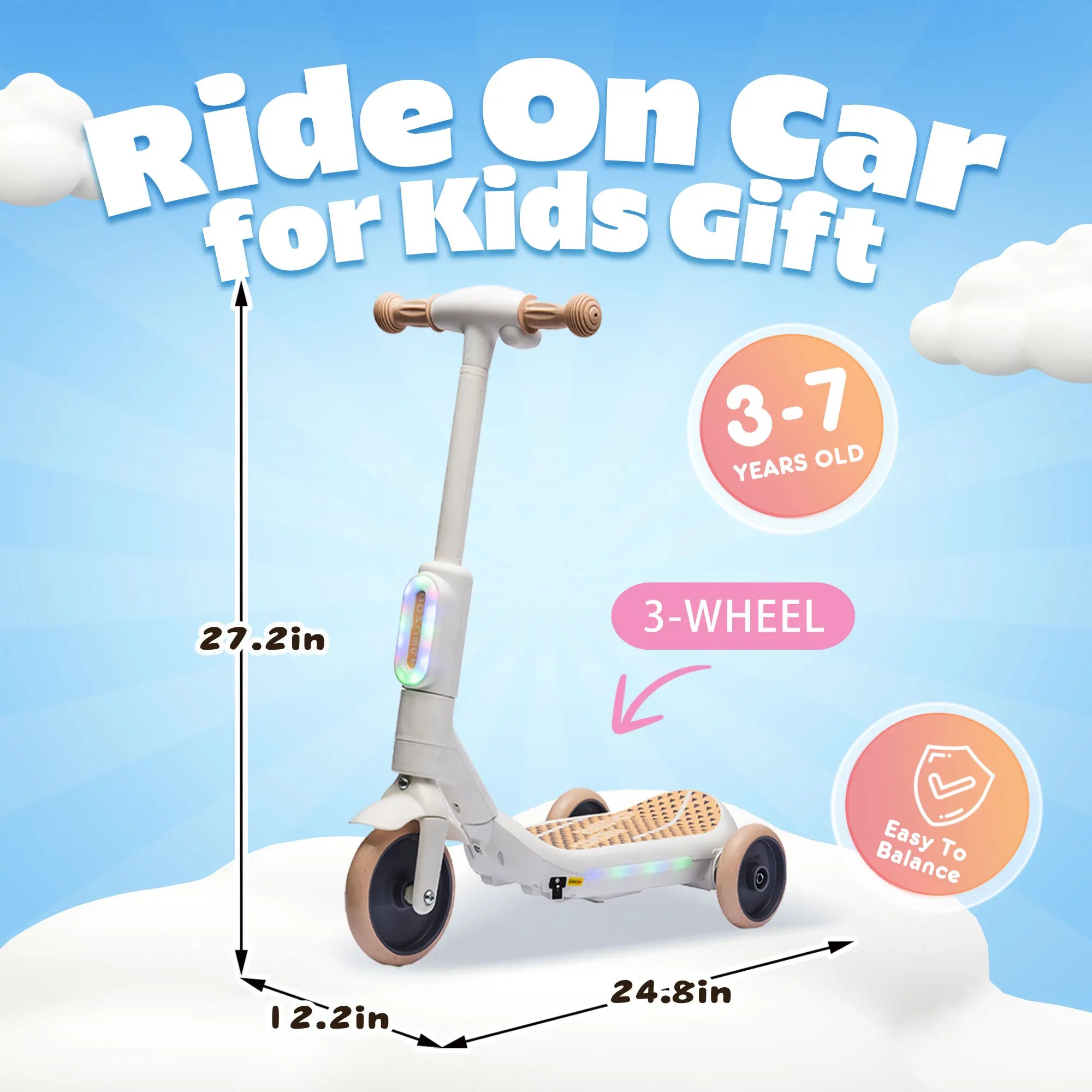 Electric Scooter for Kids Aged 3-6 Years, Ride on Toys