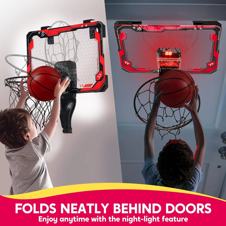 JOYFY Mini Indoor Basketball Hoop Light Up Over The Door Basket Ball
