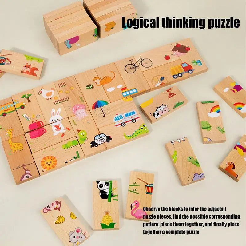 Wooden Puzzles For Toddler Classic Domino Jigsaw Game Toys