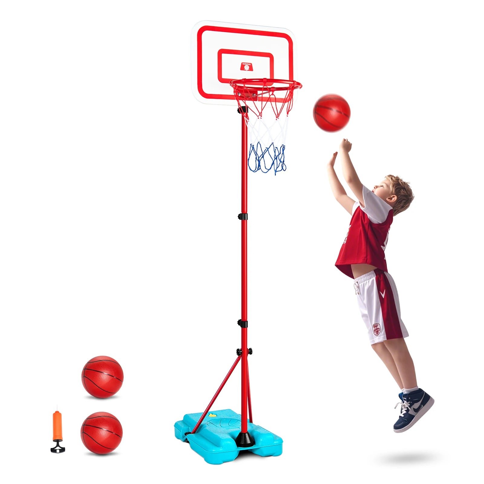 Toddler Adjustable Basketball Hoop 104-190CM Rack for Kids Outdoor
