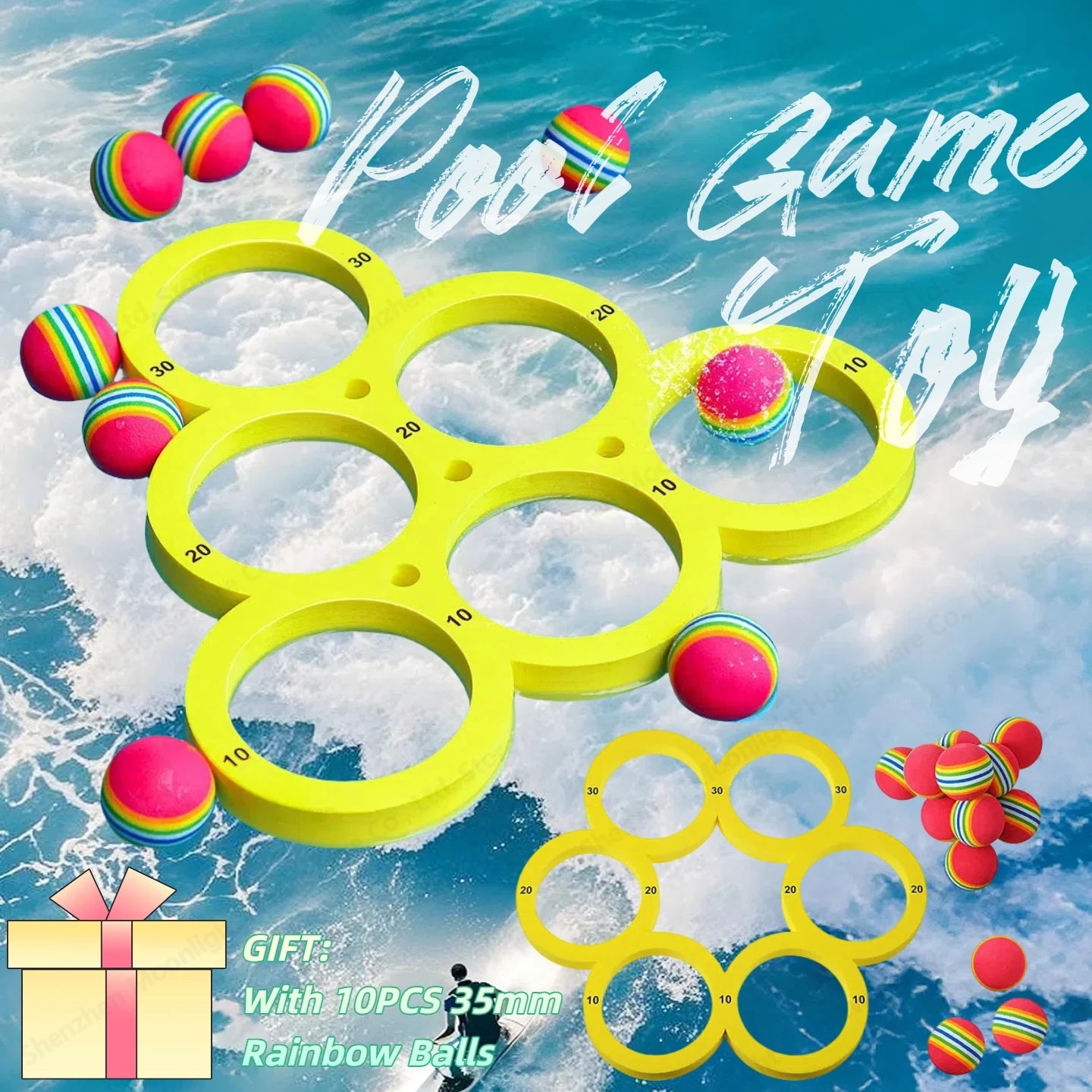 Floating Table With 10 Balls Floating  Ring Throwing Game Water