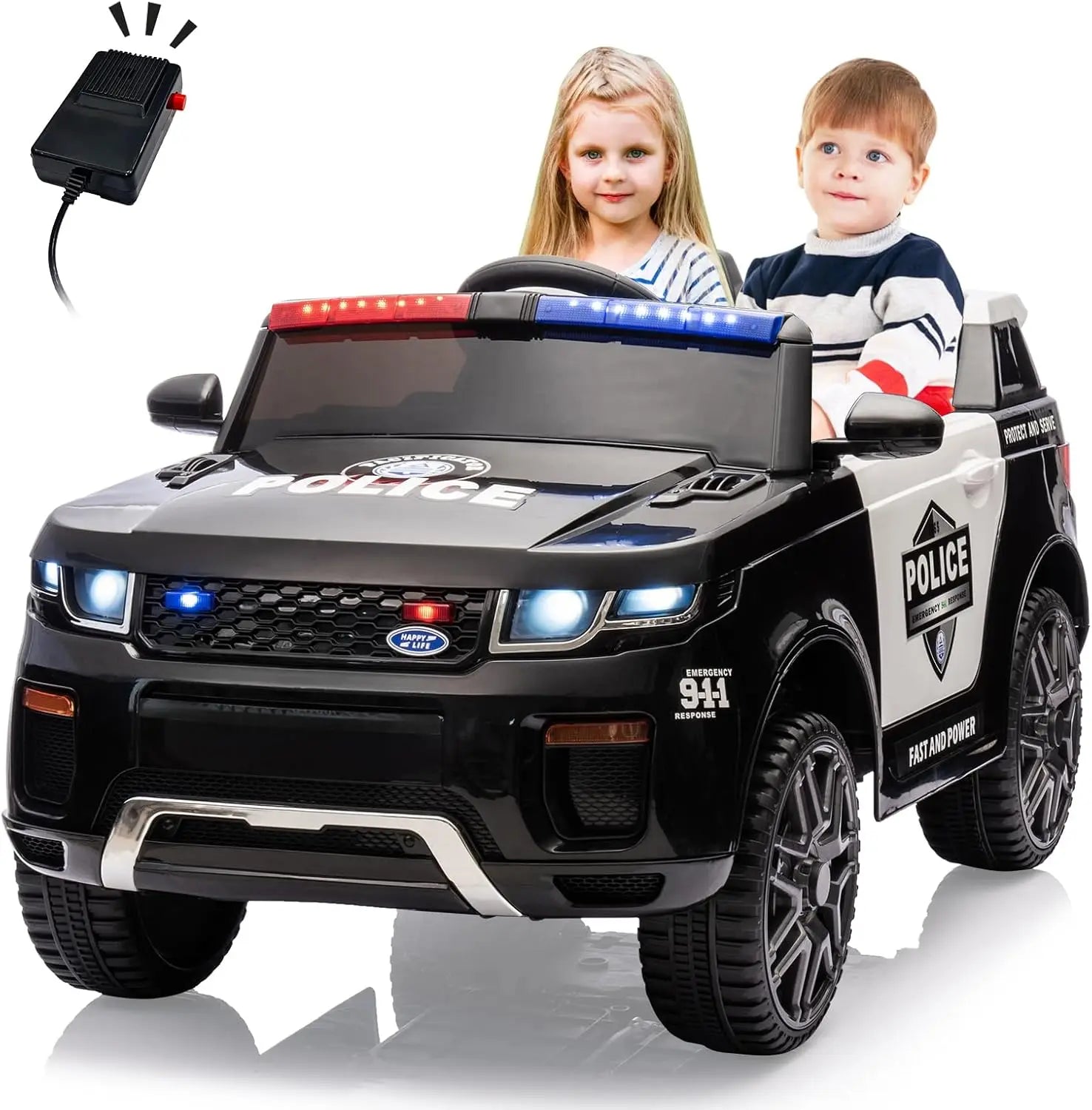 Kids Electric Police Car Children Ride on Toy with Remote Control