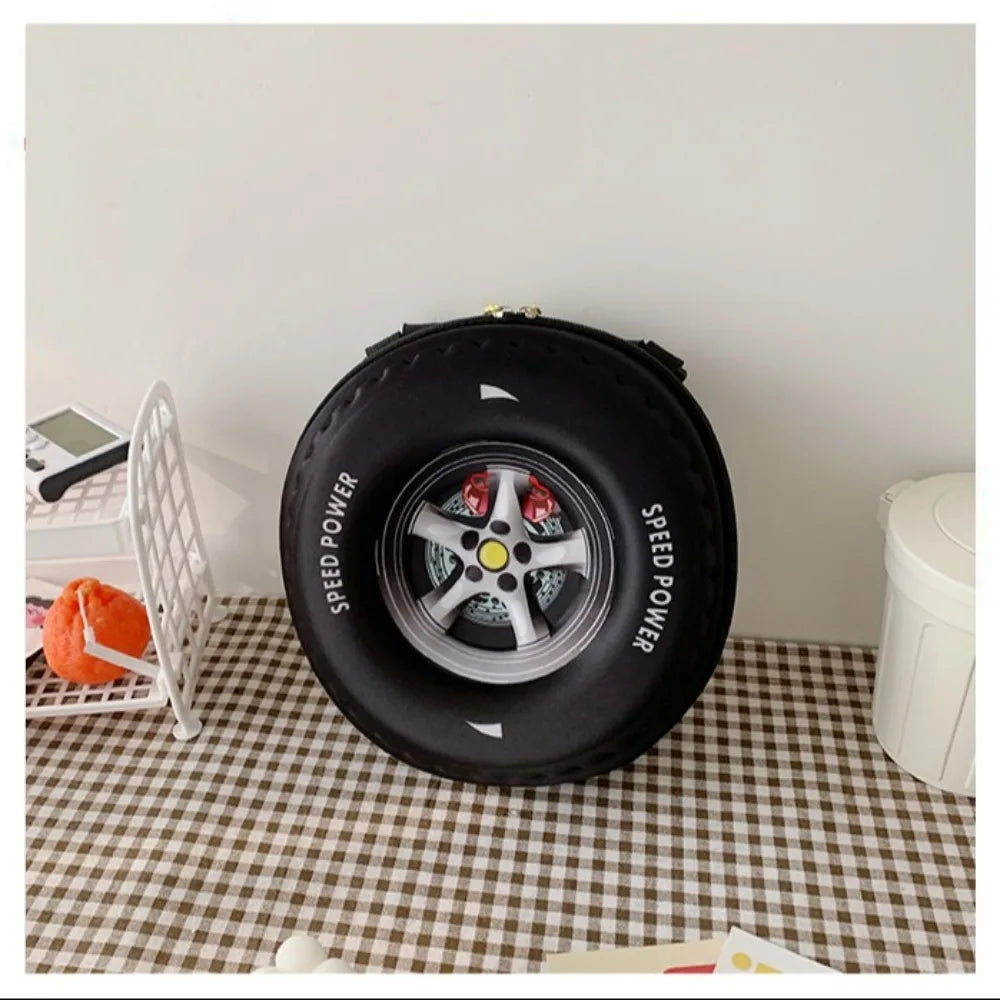 New Colorful Tyre Shaped Children's Schoolbag 3D Cartoon Backpack