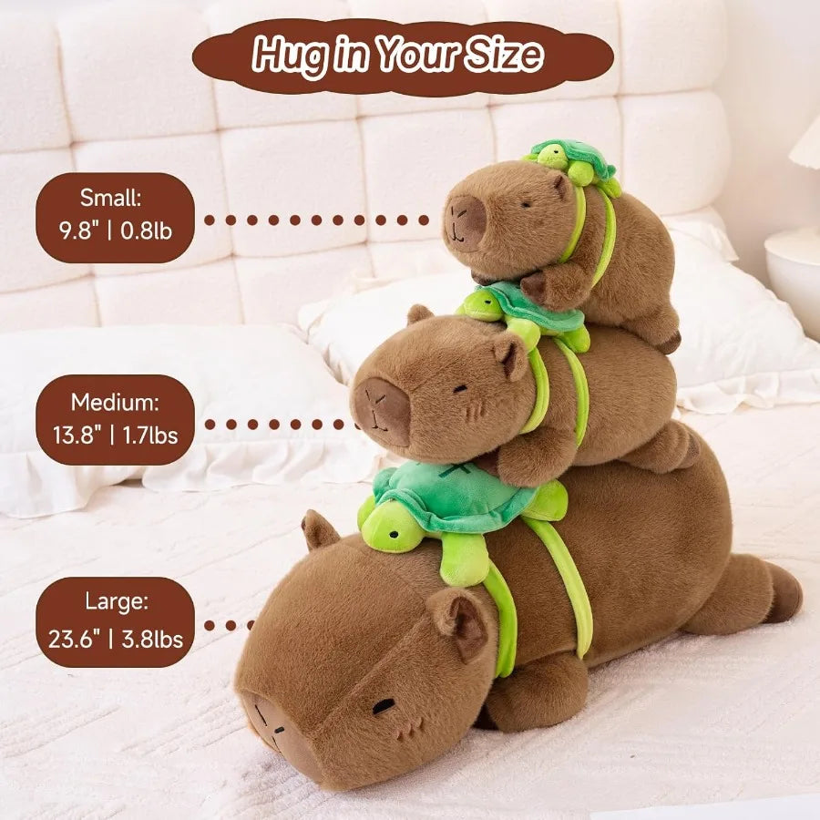 Weighted Stuffed Animal Capybara with Turtle Backpack Soft