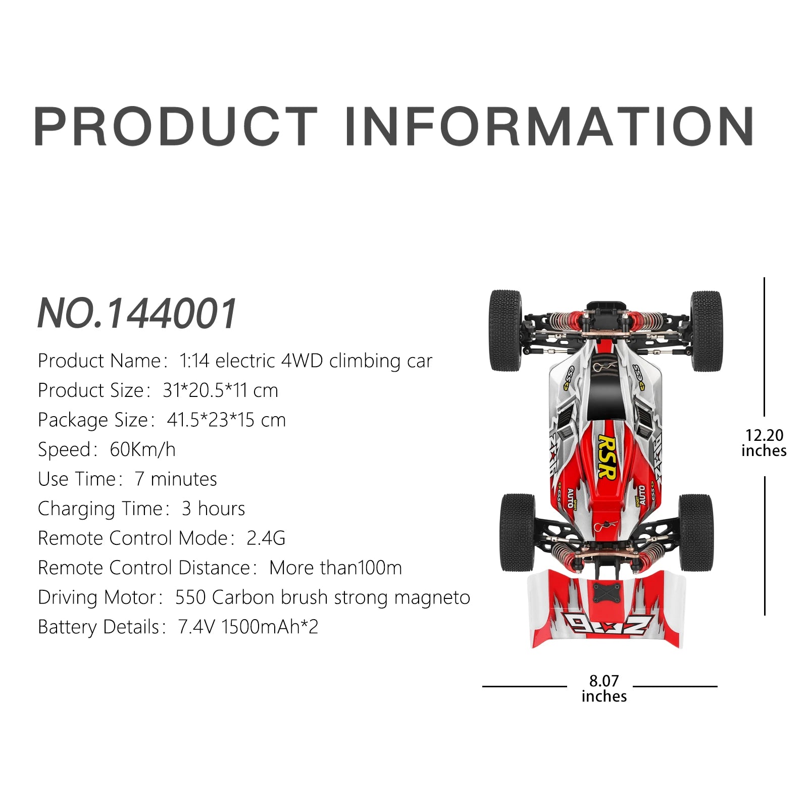 Racing RC Car,1:14 Scale High Speed Remote Control Car