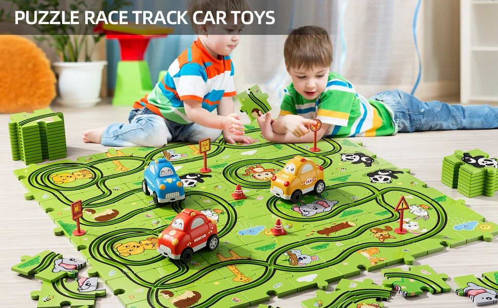 Jigsaw Puzzle Race Track Car Set Toys For Kids Puzzle Birthday Gifts