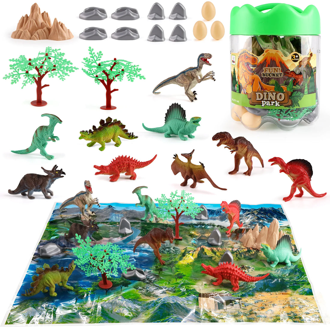 Bucket children's simulated animal model dinosaur education toy