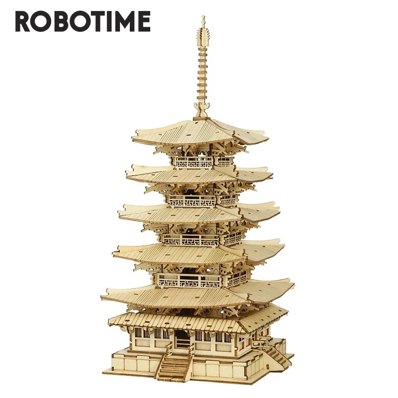 Robotime Rolife Pagoda Wooden Puzzle Game Constructor Toy